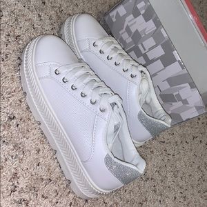 White platform sneakers